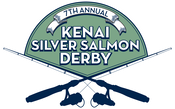 Kenai Silver Salmon Derby Logo with 2 crossed fishing poles